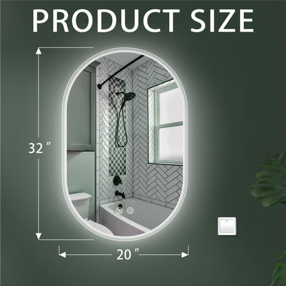 32 In Oval LED Bathroom Mirror with Dimmable Anti-Fog Lights