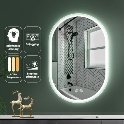 32 In Touch Control Oval Mirror with LED Anti-Fog