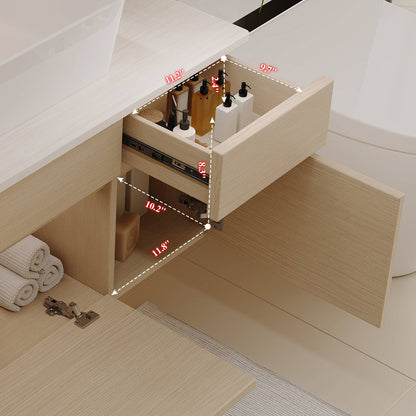 32 inch Floating Bathroom Vanity Right Drawer and Side Cabinet Storage Dimensions