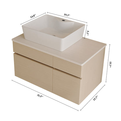 32 inch Floating Bathroom Vanity Wall Mounted Cabinet Overall Dimensions Breakdown