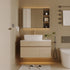 32 inch White Oak Floating Bathroom Vanity Set Modern Warm Neutral Bathroom Setup