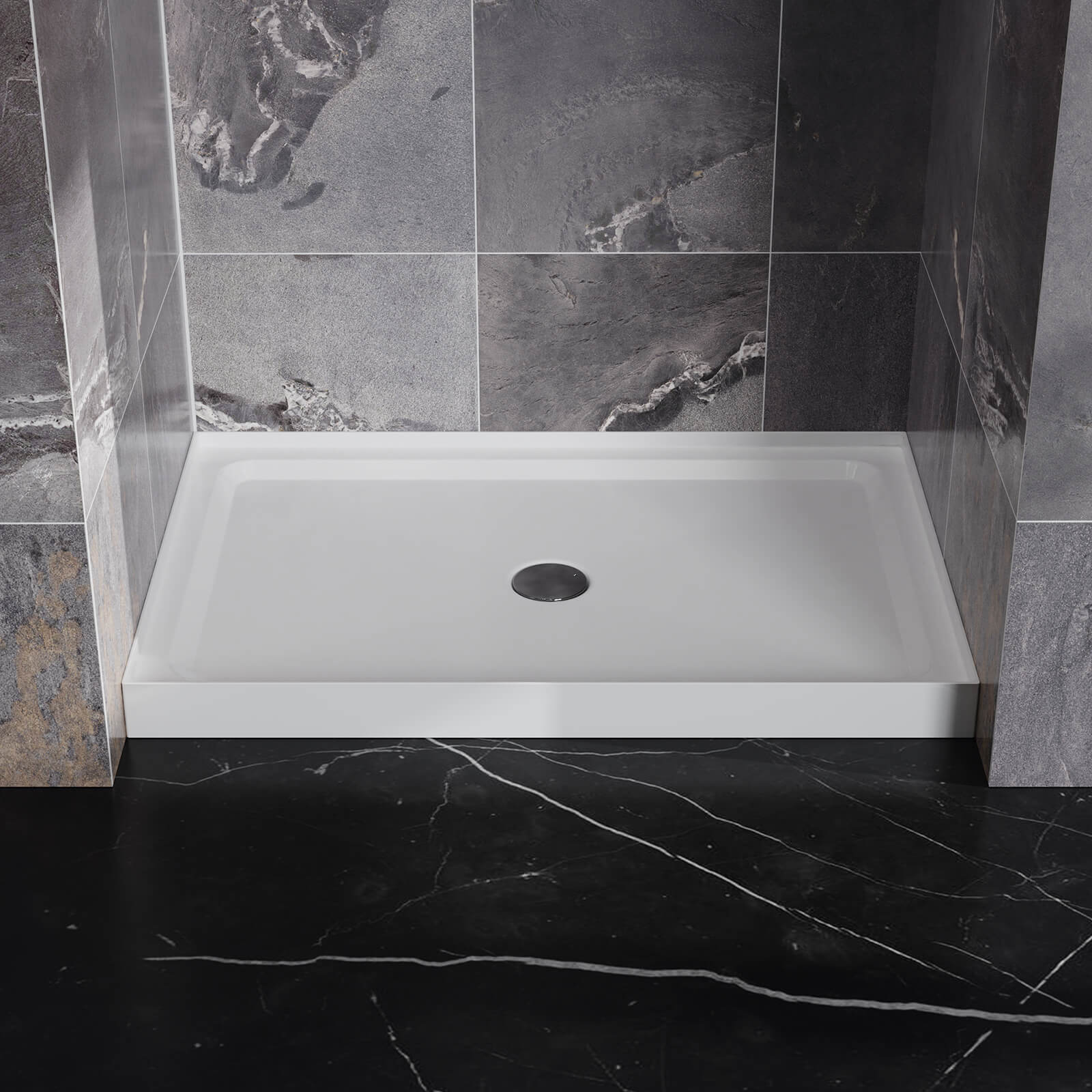 32x48 center drain alcove shower pan with five layer reinforced structure
