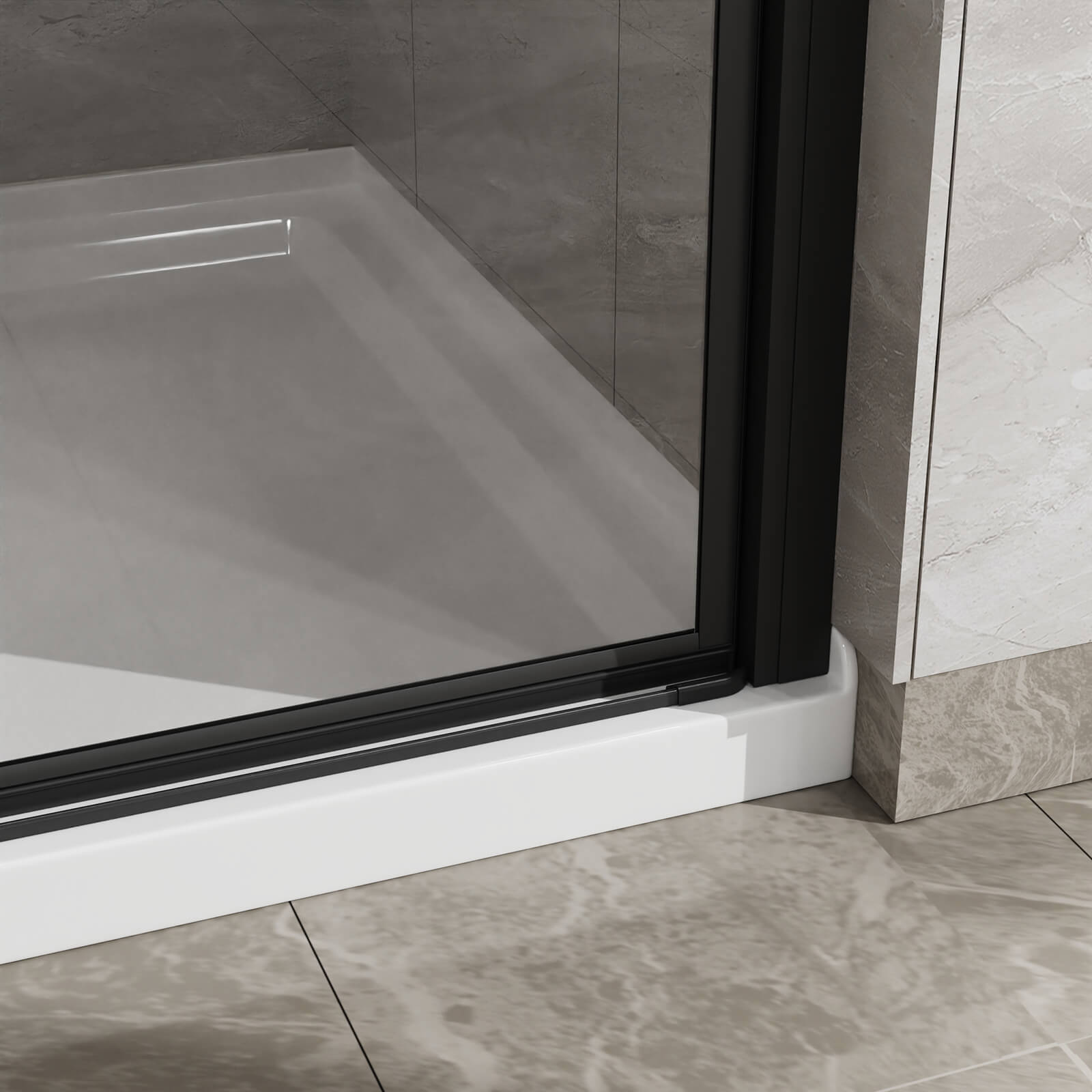 34 x 72 inch black pivot shower door with acrylic base