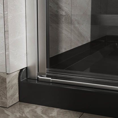 34&quot;-35.2&quot; x 72&quot; Chrome Pivot Shower Door Kit with Tempered Glass and Acrylic Shower Pan