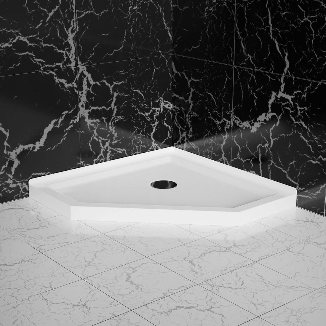 36 IN x 36 IN Acrylic Diamond Shaped Neo Angle Shower Base