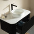 36 in Black Curved Edges Floating Vanity with Round Vessel Sink