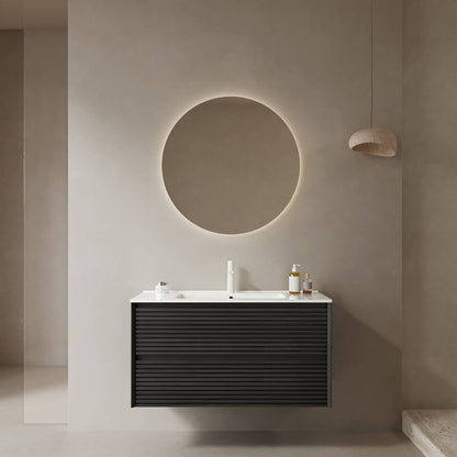 36 in Black Floating Vanity with Single Sink