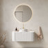 36 in White Bathroom Vanity with Stone Veined Vessel Sink