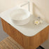 36 in White Oak Curved Edges Floating Vanity with Round Vessel Sink