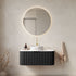 36 inch Black Bathroom Vanity with Stone Veined Vessel Sink