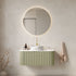 36 inch Green Bathroom Vanity with Stone Veined Vessel Sink