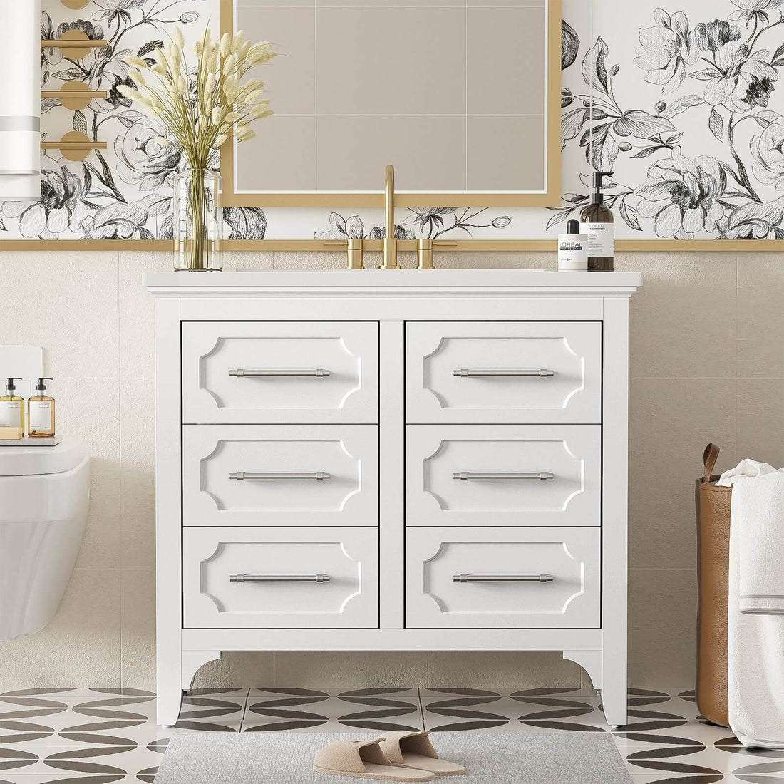 36" Symmetrical Design Minimalist Bathroom Vanity