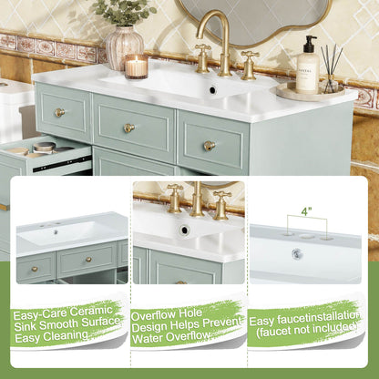 36 inch green bathroom vanity sink with integrated ceramic sink