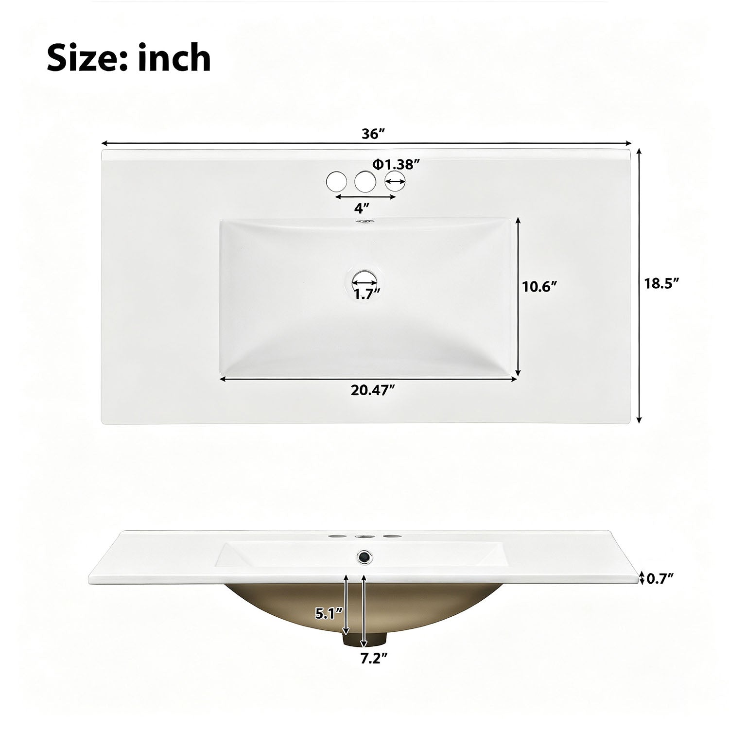 36 inch green bathroom vanity top sink dimensions diagram with integrated ceramic sink