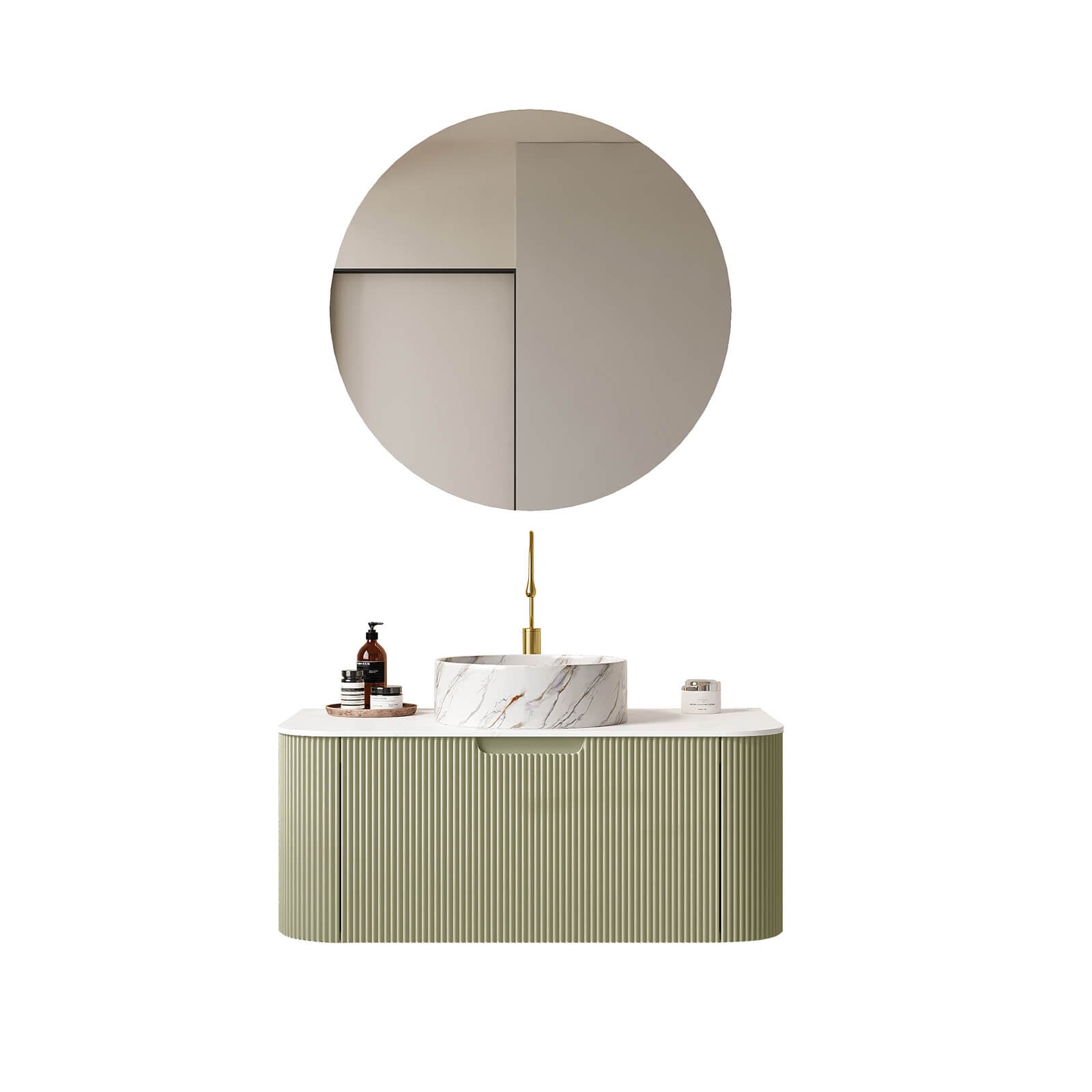 36 inch green bathroom vanity with vessel sink