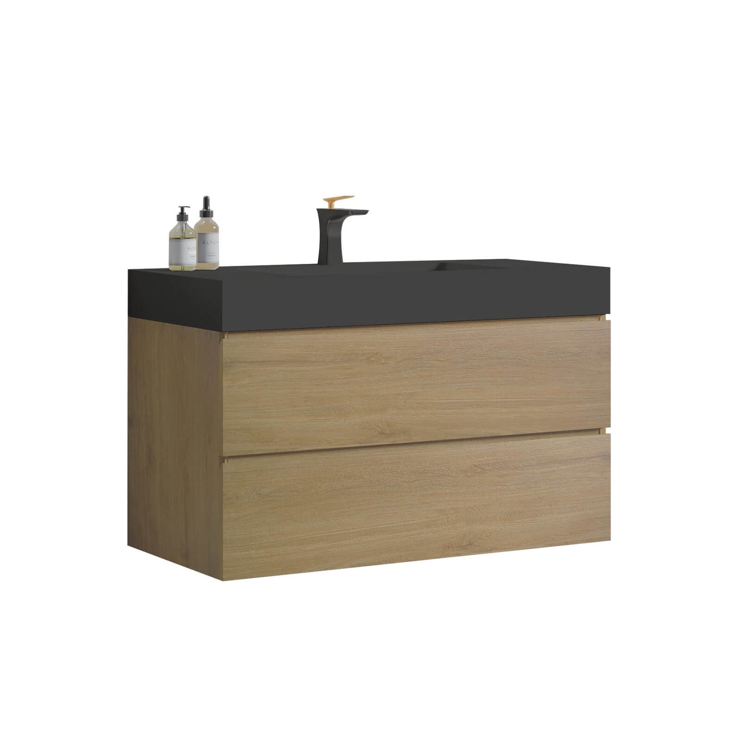 36 inch oak bathroom vanity with dual drawers_ made from durable and eco friendly MDF