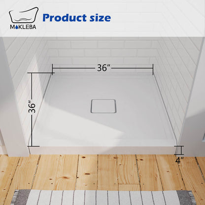 36 inch shower base with easy clean removable drain cover