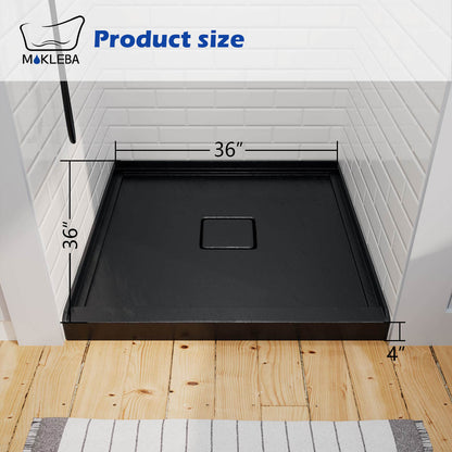 36 inch square shower base designed for three wall setups
