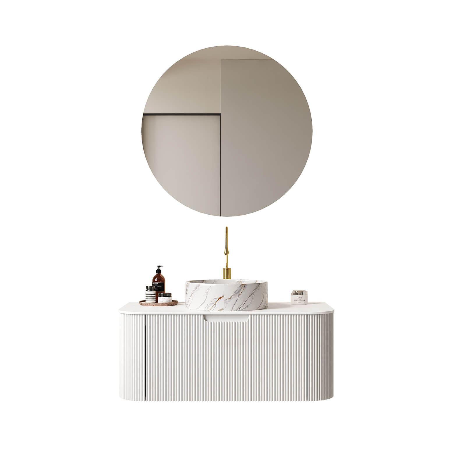 36 inch wall mounted vanity with spa style vessel sink