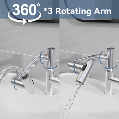 360 degree Rotary Chrome Bathroom Sink Faucet with Spray Function