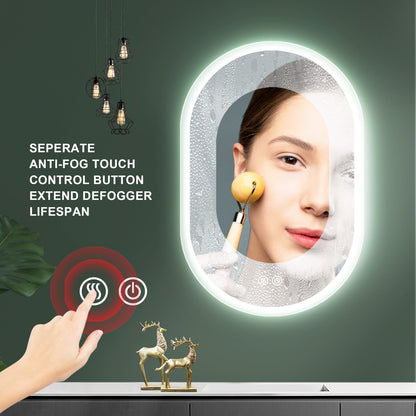 36 In Anti-Fog Oval LED Mirror with Touch Control