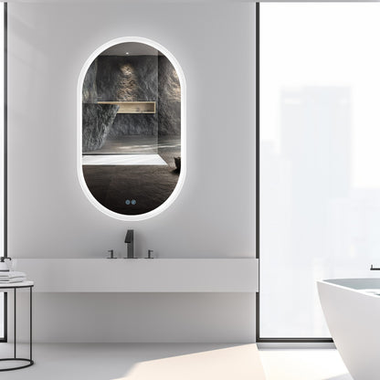 36 In LED Bathroom Mirror Oval with Dimmable Lights