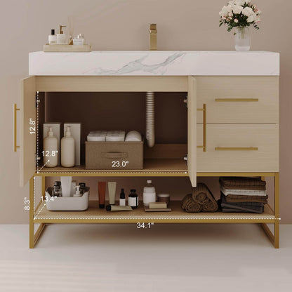 36 Inch Freestanding Bathroom Vanity Cabinet Interior and Lower Shelf Dimensions Guide