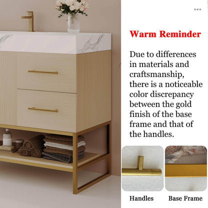 36 Inch Freestanding Bathroom Vanity Gold Frame and Handles Color Difference Notice