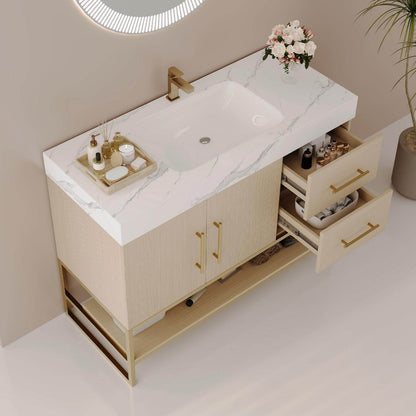 36 Inch Freestanding Modern Bathroom Vanity Cabinet Open Drawers Storage View