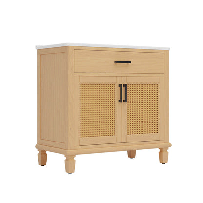 36" bathroom vanity with storage cabinet and ceramic basin