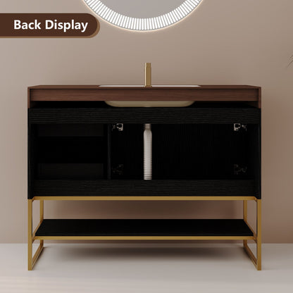 36 inch Black Bathroom Vanity Back Display Open Rear Design Easy Plumbing Access