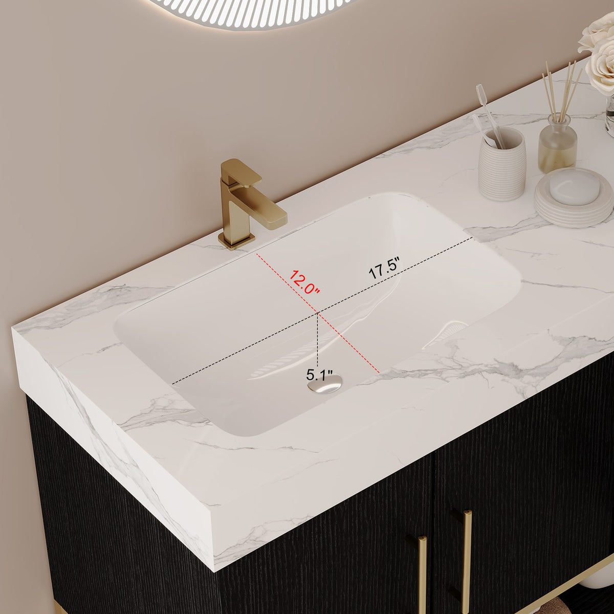 36 inch Black Bathroom Vanity Left Side Ceramic Sink Dimensions Rectangular Bowl Depth