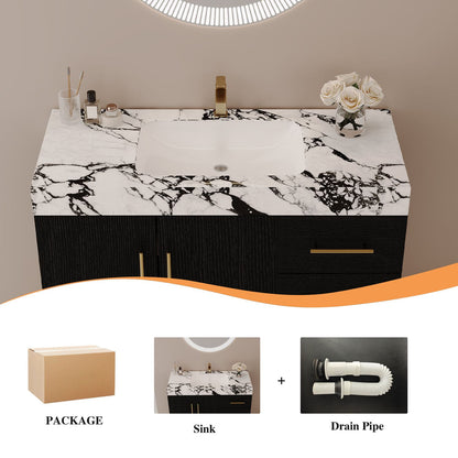 36 inch Black Freestanding Bath Vanity Package Included Components Sink Unit Drain Pipe Kit   