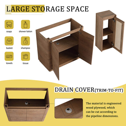 36 inch Freestanding Bathroom Vanity with White Ceramic Sink and 12 inch Wall-Mounted Cabinet-storage space