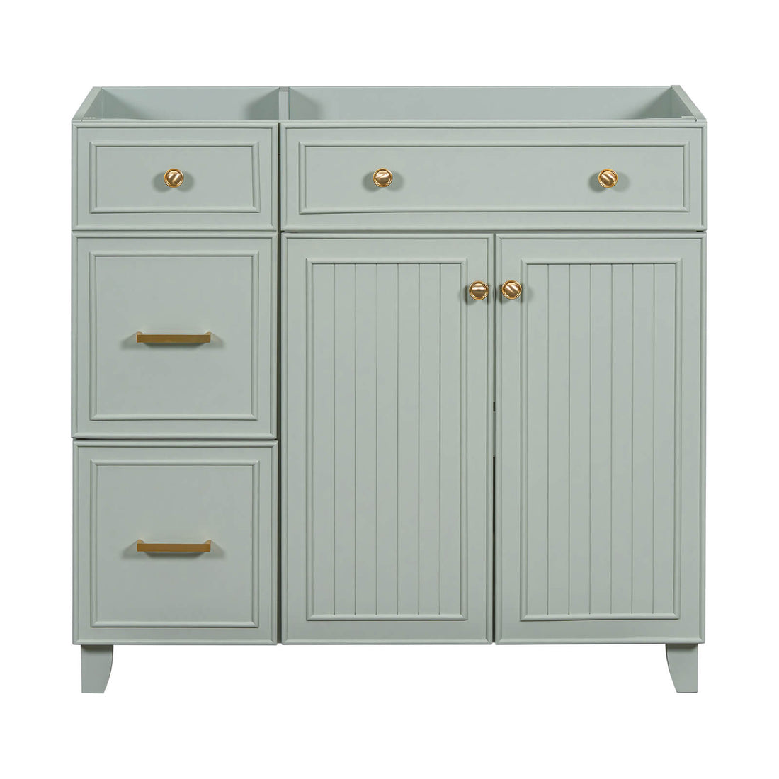 36 inch Light Gray-Green Bathroom Vanity with Adjustable Shelves Cabinet Only