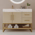36 inch Light Oak Modern Bathroom Vanity Left Offset Ceramic Sink Front View