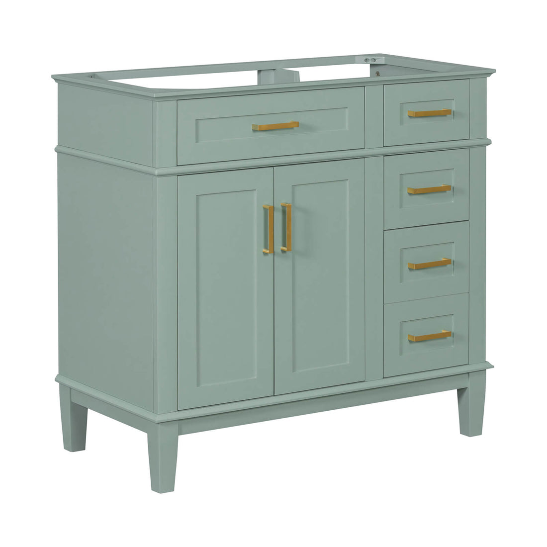 36" Mint Green Solid Wood Bathroom Vanity (Without Tops)