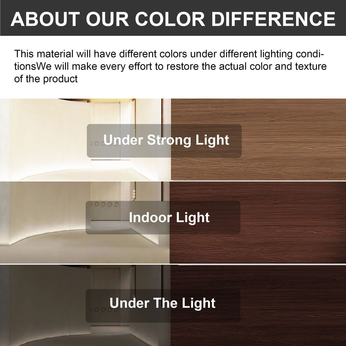36 inch Modern Freestanding Bathroom Vanity Color Variation Under Different Lighting