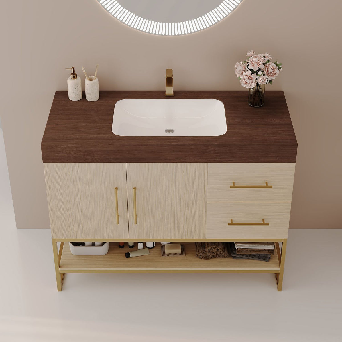 36 inch Modern Freestanding Bathroom Vanity Seamless Ceramic Sink Integrated Basin Detail