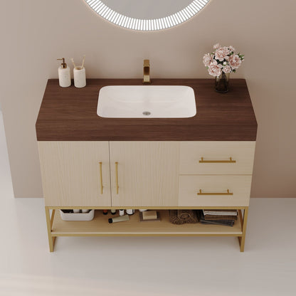 36 inch Modern Freestanding Bathroom Vanity Seamless Ceramic Sink Integrated Basin Detail