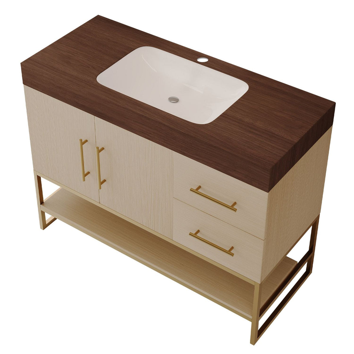 36 inch Modern Freestanding Bathroom Vanity Sintered Stone Top White Background Render
