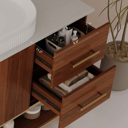 36 inch Walnut Bathroom Vanity Side Drawers Storage Interior Dimensions