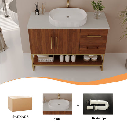 36 inch Walnut Bathroom Vanity Vessel Sink Drain Pipe Package Contents