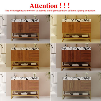 36 inch Walnut Finish Bathroom Vanity Color Difference Notice Under Various Indoor Lighting Conditions