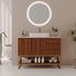 36 inch Walnut Solid Wood Bathroom Vanity Ceramic Vessel Sink Bathroom Setup