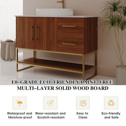36 inch Walnut Solid Wood Bathroom Vanity Waterproof Scratch Resistant Feature