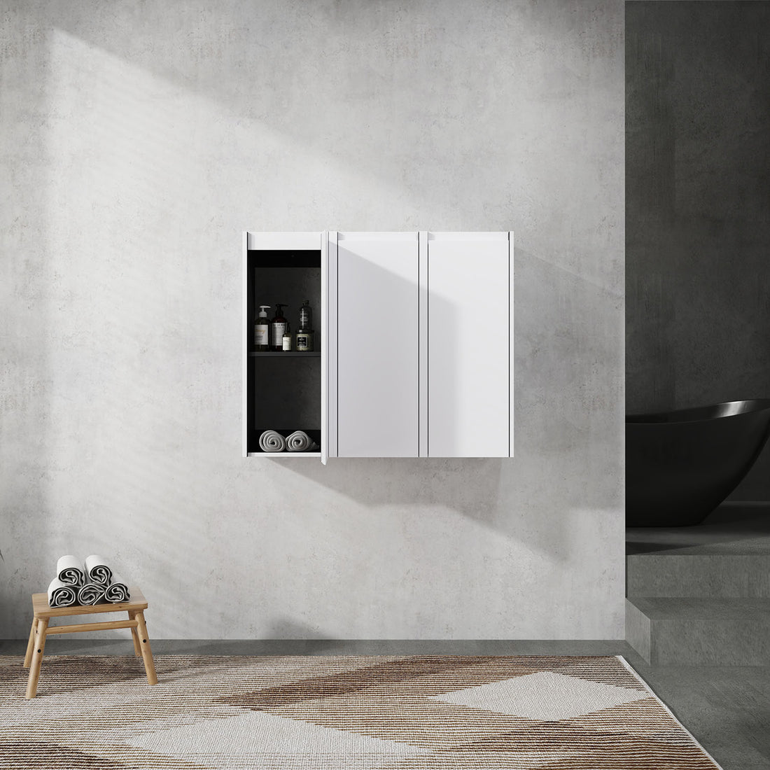 36 inch White Bathroom Wall Cabinet with Soft Close Doors and Shelves