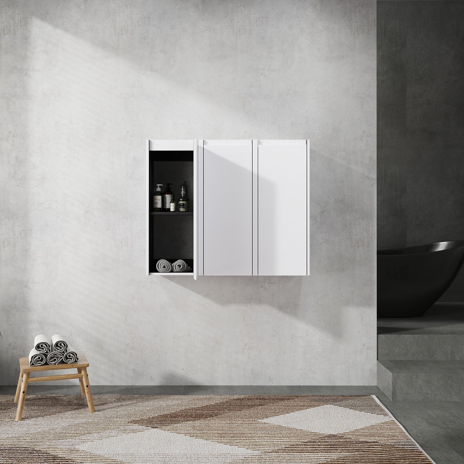 36 inch White Bathroom Wall Cabinet with Soft Close Doors and Shelves