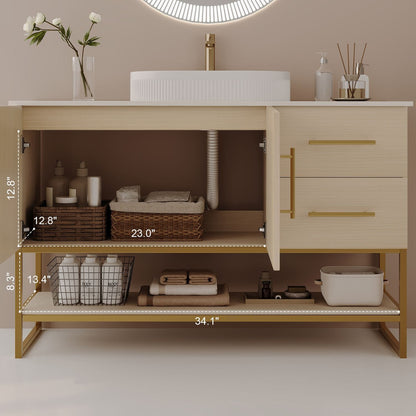 36 inch White Oak Bathroom Vanity Interior Storage Space Shelf Dimensions