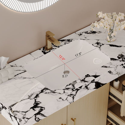 36 inch White Oak Bathroom Vanity Undermount Ceramic Sink Dimensions Rectangular Bowl Faux Marble Top
